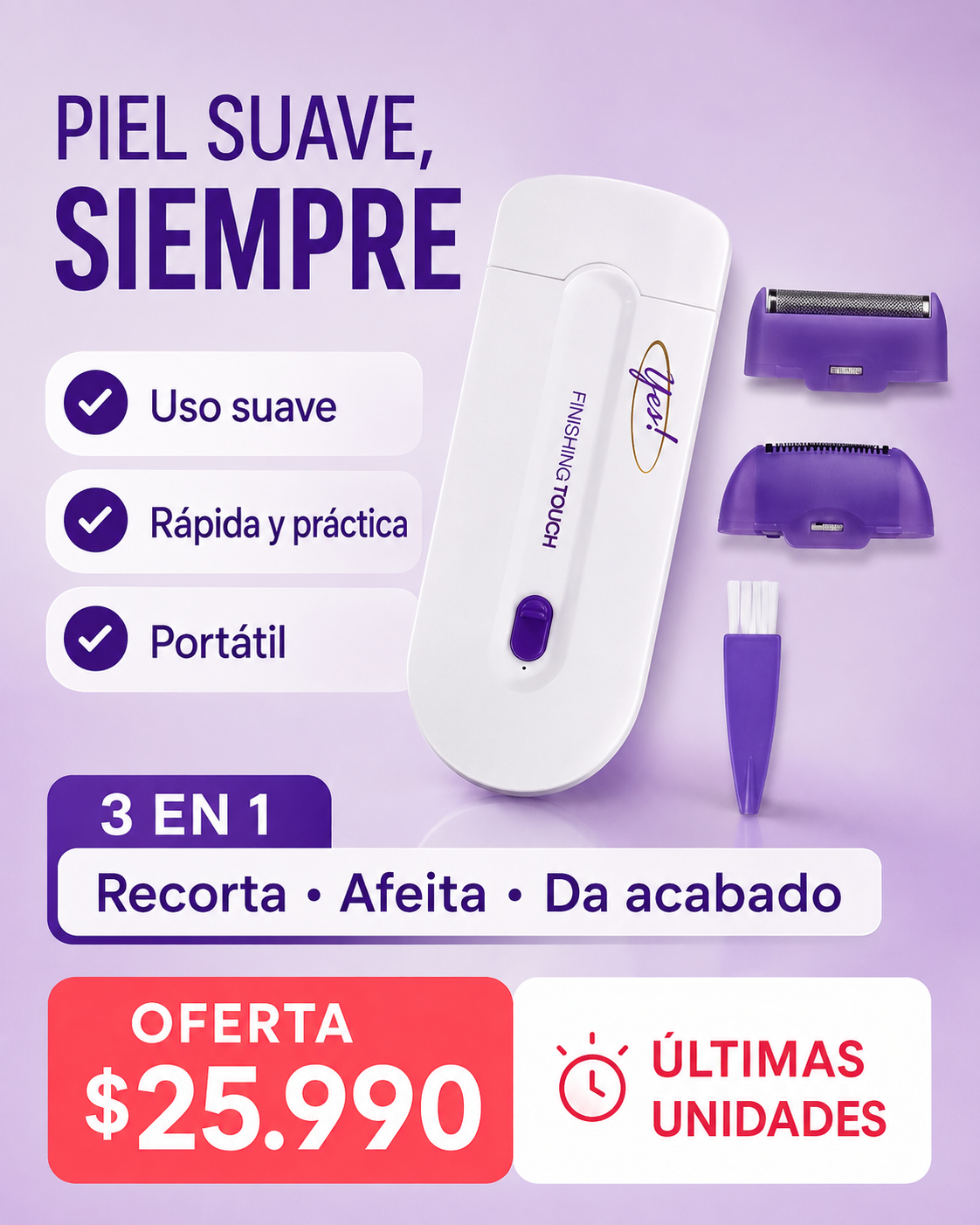 Depiladora Yes Inalámbrica Recargable