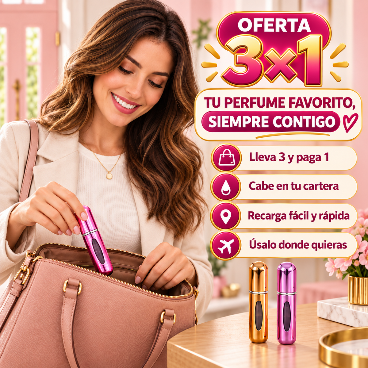 Frasco Perfume Vidrio Dispensador Perfum