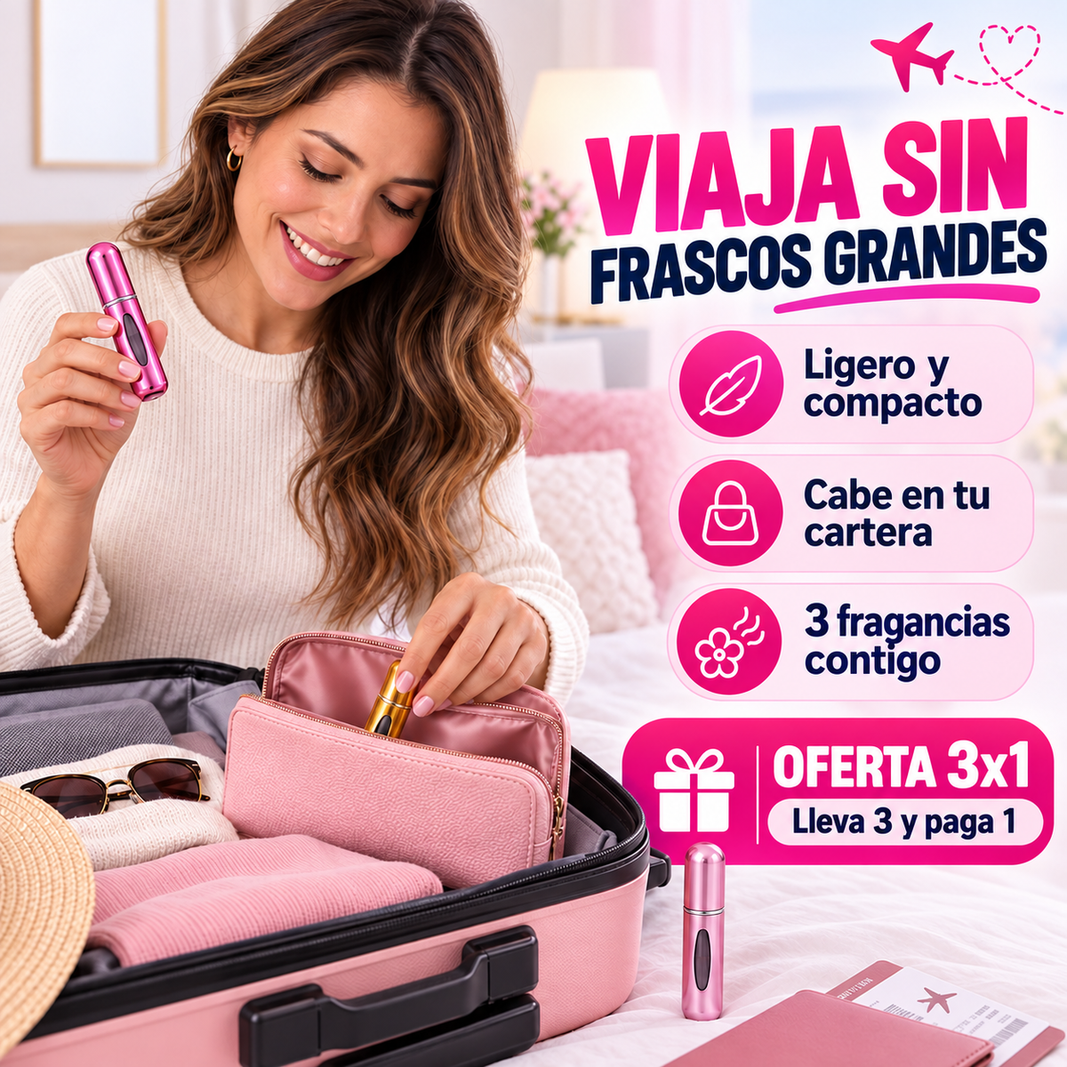 Frasco Perfume Vidrio Dispensador Perfum