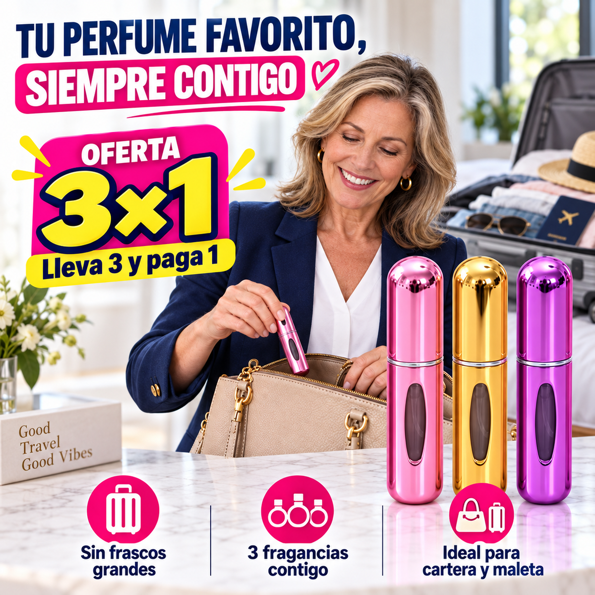 Frasco Perfume Vidrio Dispensador Perfum