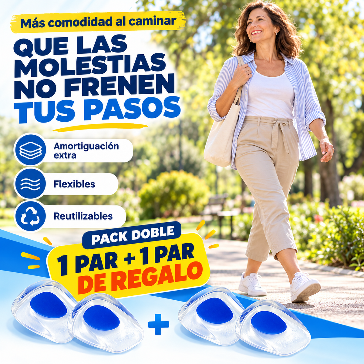 Taloneras Gel Silicona Bienestar 👟 Más comodidad: ¡2 pares por el precio de 1!
