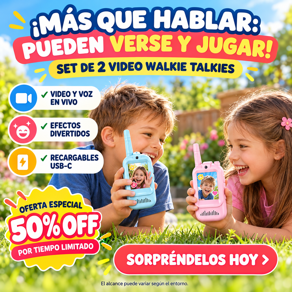 Walkie Talkies De Video Con Pantalla ( 50% de Descuento hasta agotar stock)