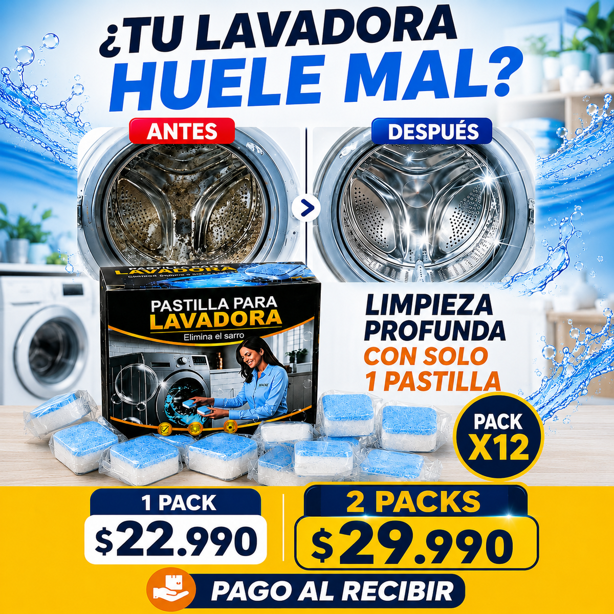Pastillas Limpia Lavadora Pack De 12