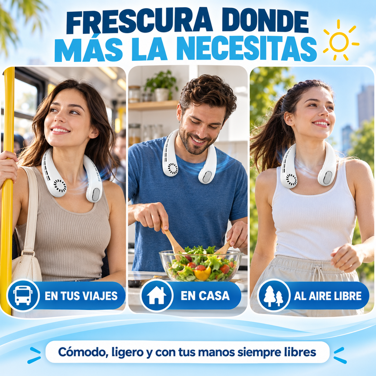 VENTILADOR DE CUELLO BLANCO PORTATL USB