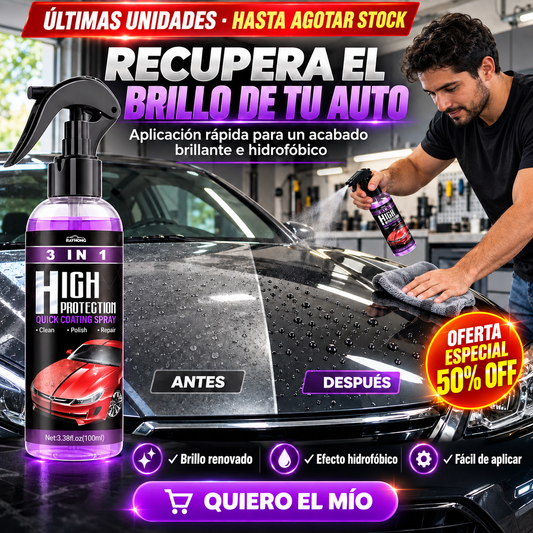 Spray de Protección y Brillo Automotriz 3 en 1